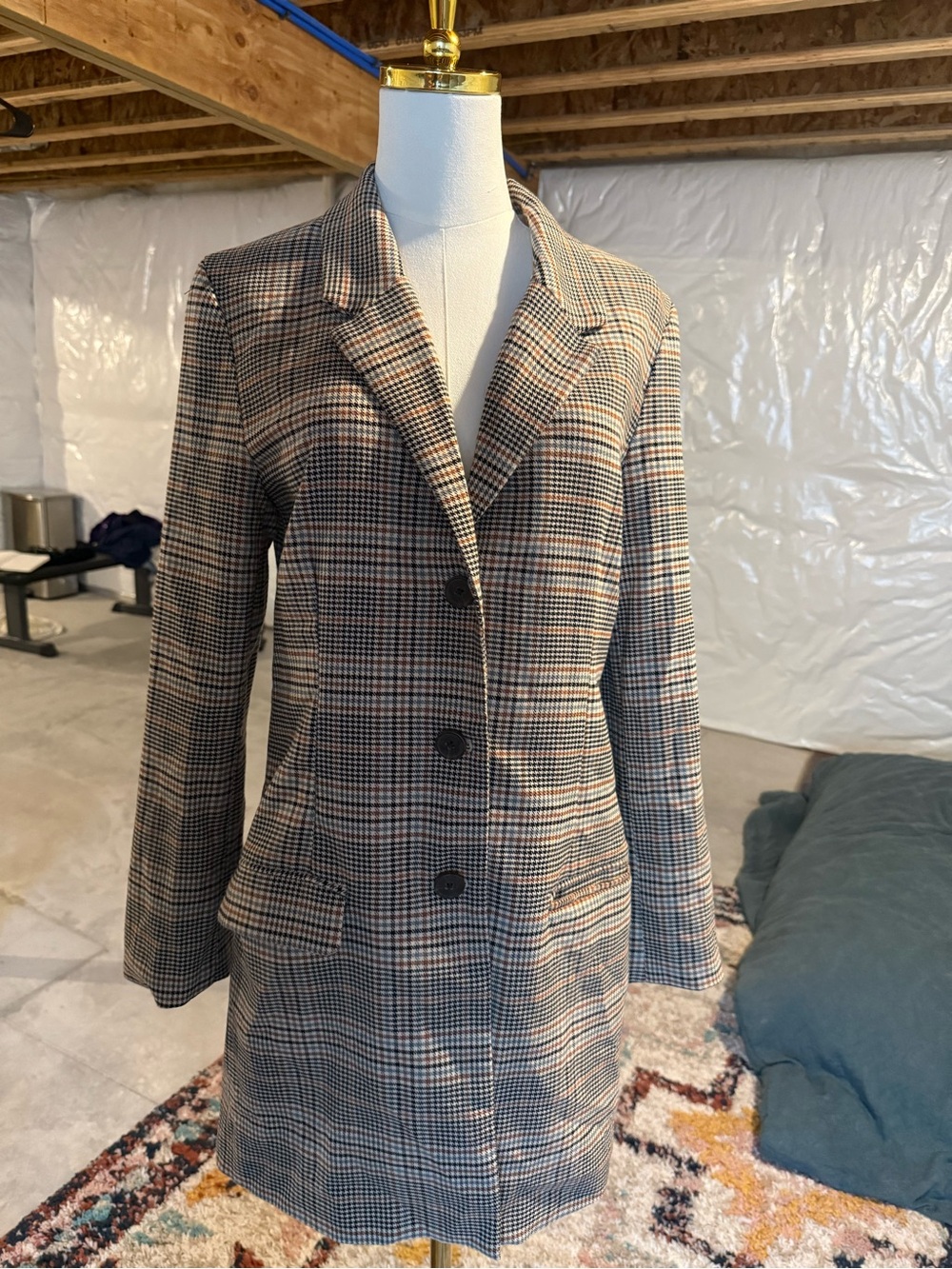 Steve Madden longline plaid blazer coat